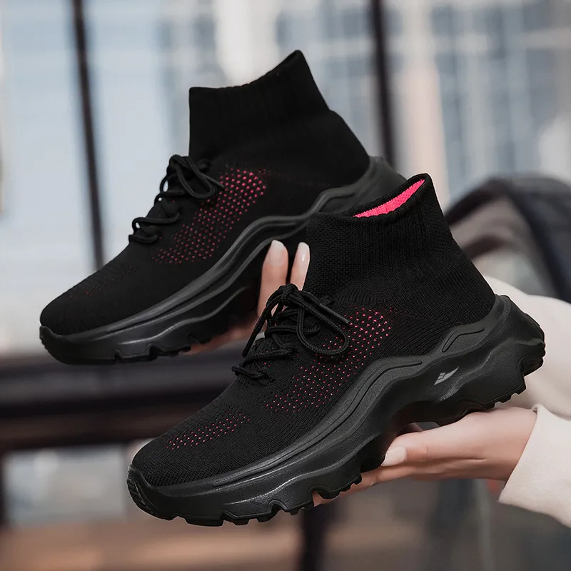 Kuding Casual Shoes Unisex Mid Top All Black/Black White/Khaki/Black Red/Black Green-13