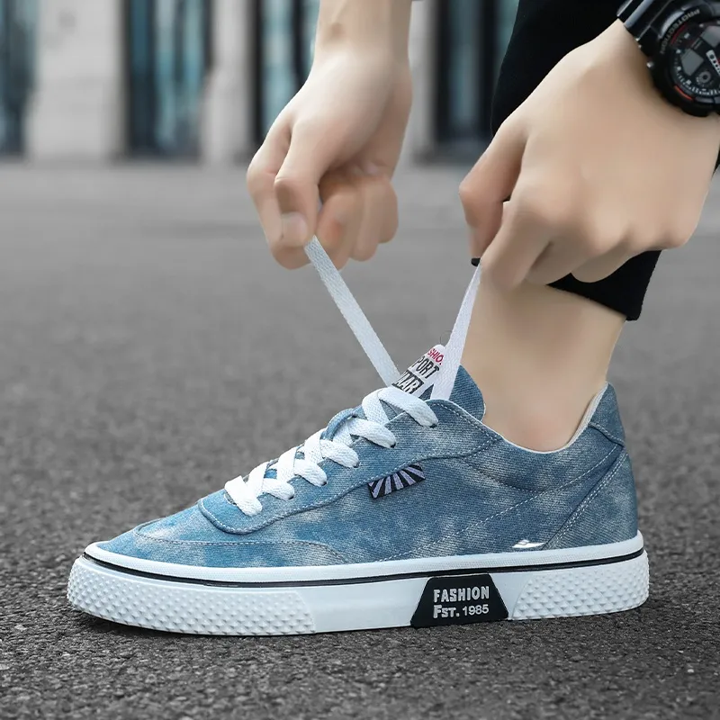 Kuding Skateboard Shoes Men Low Top Aqua/Denim Blue/Black-2