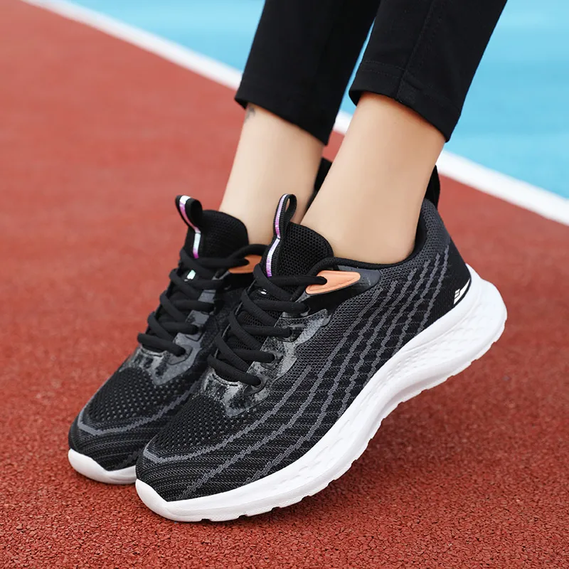 Kuding Running Shoes Women's Low Top Black White/Light Purple/Light Blue Yellow/Lotus Root Powder/Sky Blue/White Purple-37