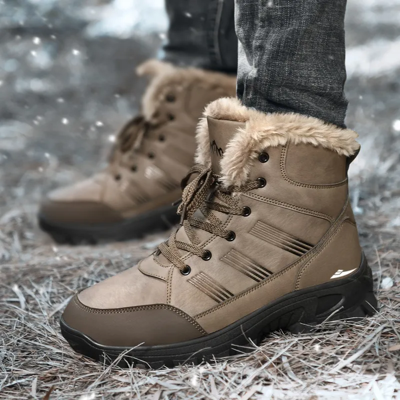 Kuding Warm Wear-Resistant Water-Resistant Slip-Resistant Short Snow Boots Men's-5