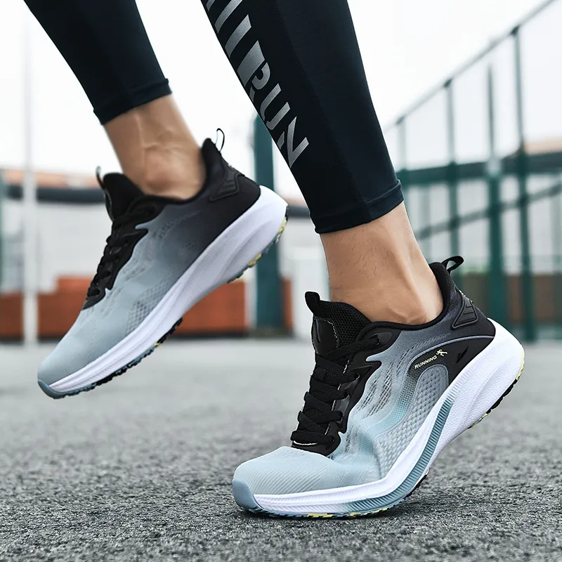 Kuding Running Shoes Men Low Top Green/Black Cyan-2