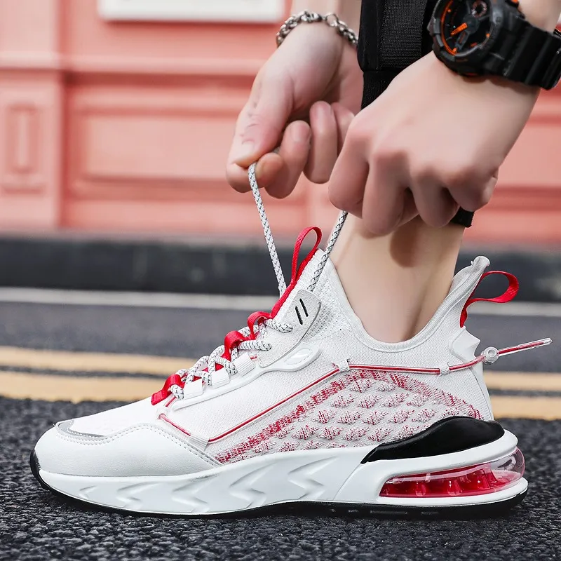 Kuding Running Shoes Men Low Top White Red/Black Yellow/Black Moon-2