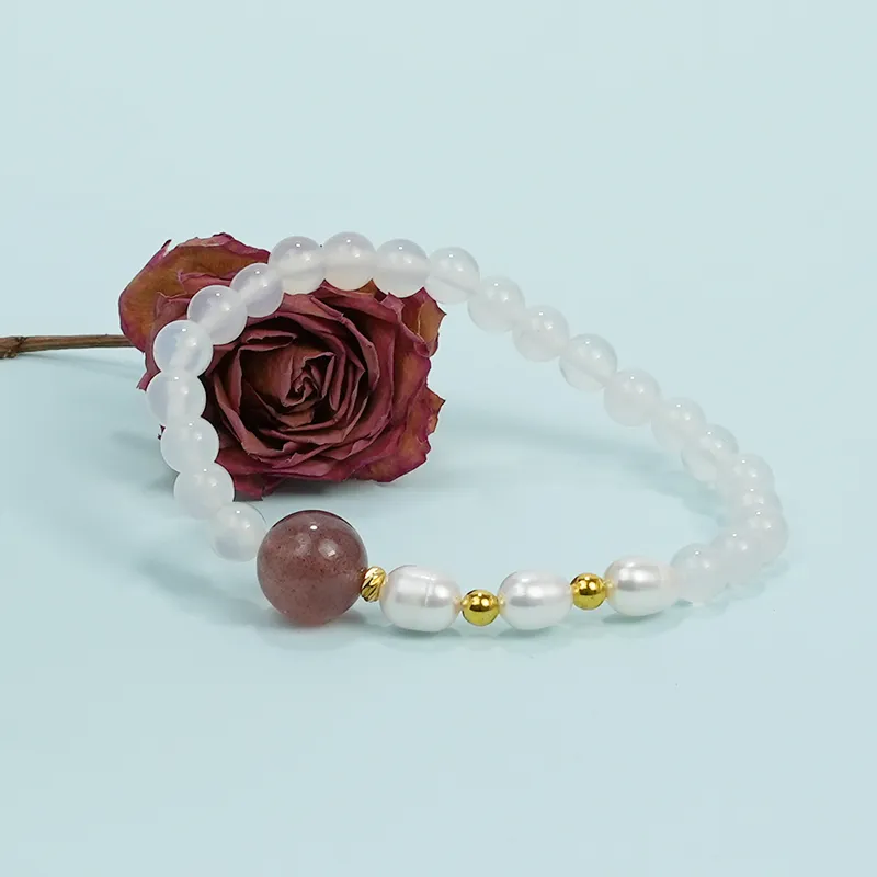 Cloudy Sky Natural Chalcedony Bracelets Women's-1