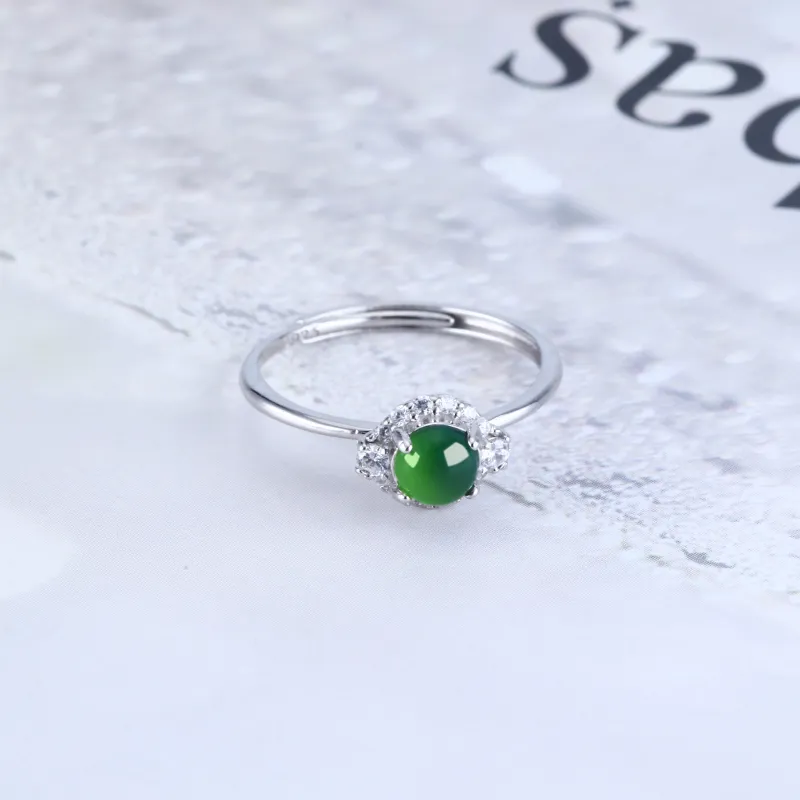 Cloudy Sky Ice Glutinous Jadeite Rings Women's-1