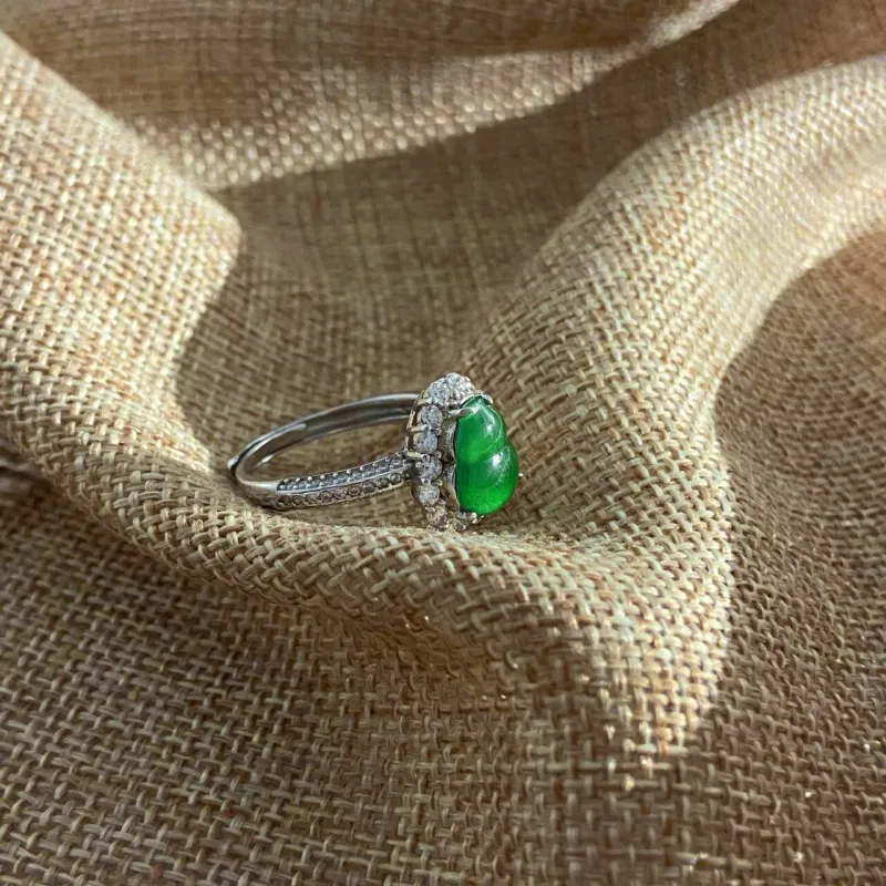 Cloudy Sky Ice Glutinous Jadeite Rings Women's-4