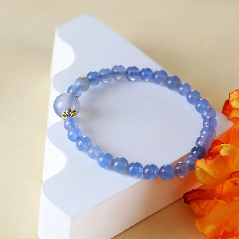 Cloudy Sky Chalcedony Jade Bracelets Unisex-3