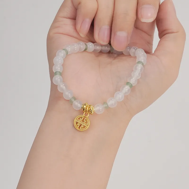 Cloudy Sky Natural Chalcedony Bracelets Women's-2
