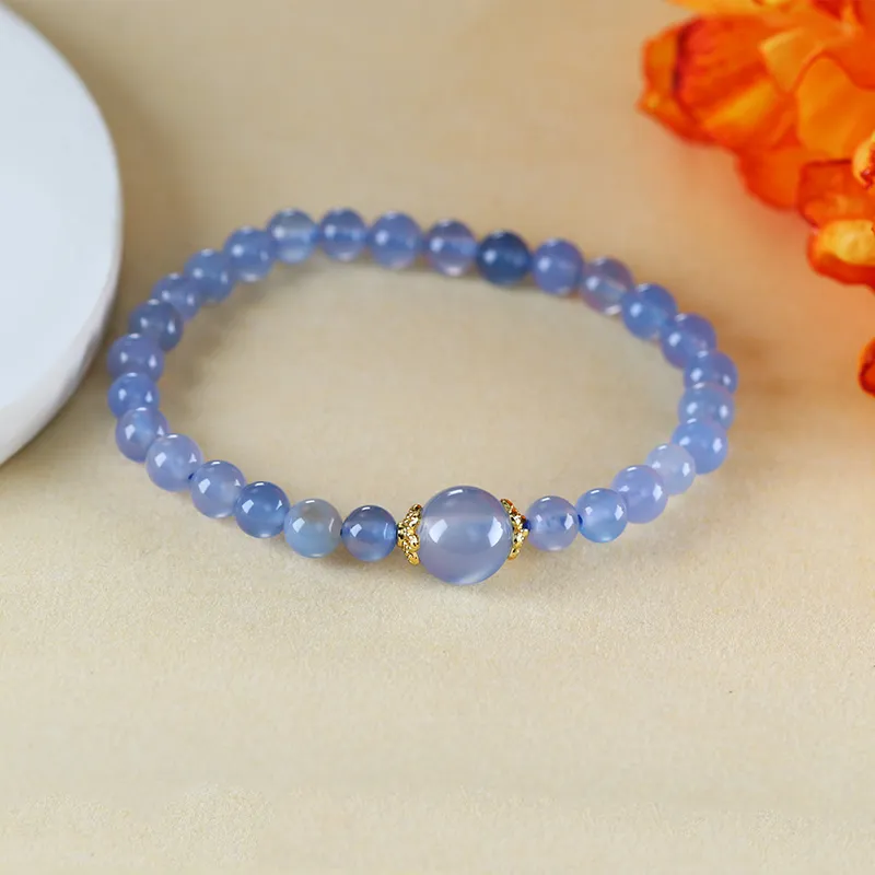 Cloudy Sky Chalcedony Jade Bracelets Unisex-2