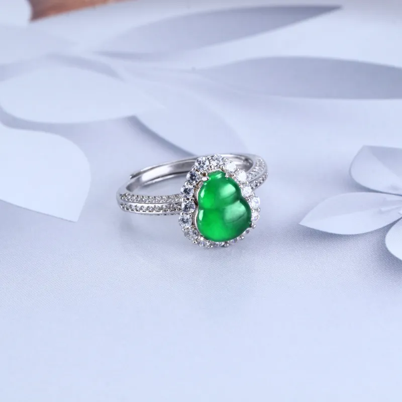 Cloudy Sky Ice Glutinous Jadeite Rings Women's-1