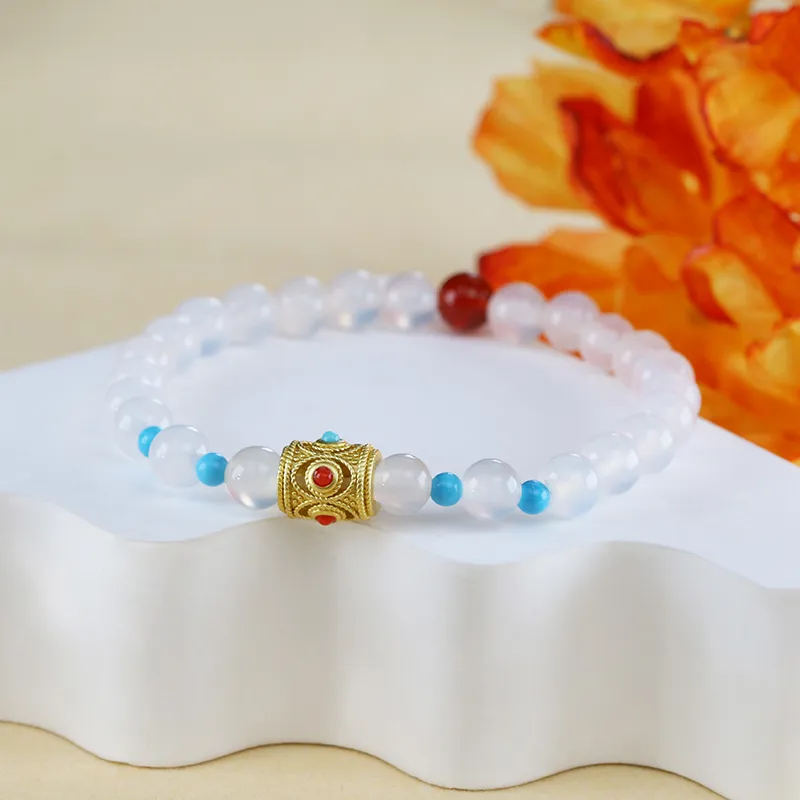 Cloudy Sky Chalcedony Bracelets Women's-1