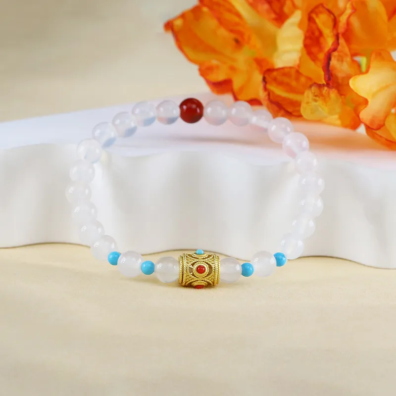 Cloudy Sky Chalcedony Bracelets Women's-2