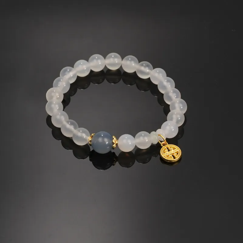 Cloudy Sky Chalcedony Bracelets Women's-2