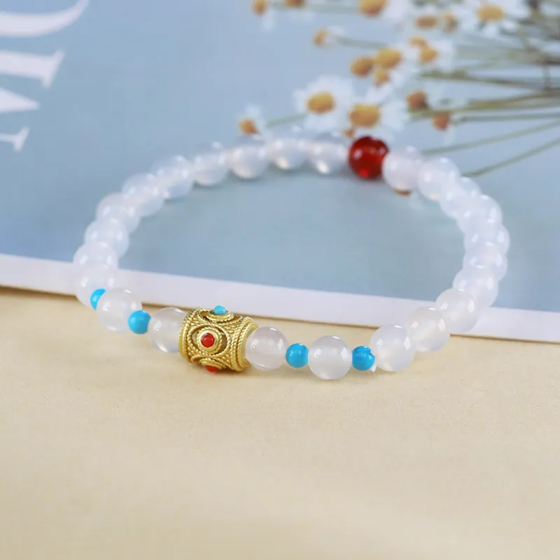 Cloudy Sky Chalcedony Bracelets Women's-3