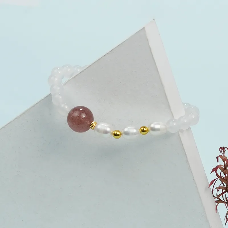 Cloudy Sky Natural Chalcedony Bracelets Women's-2