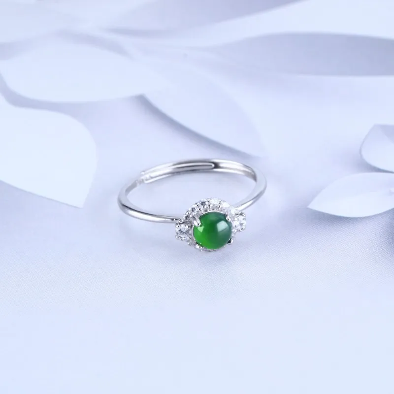 Cloudy Sky Ice Glutinous Jadeite Rings Women's-4