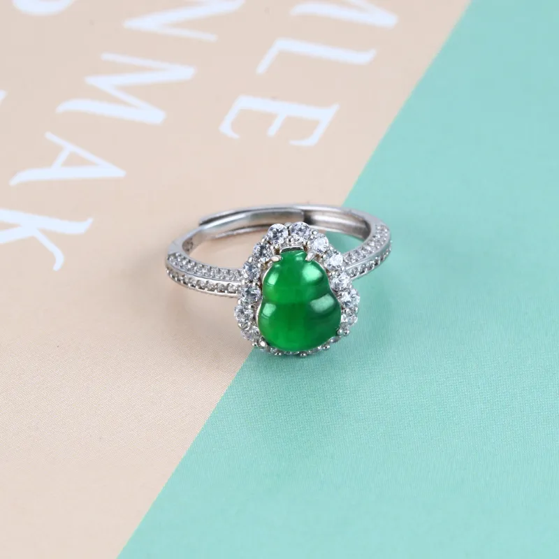 Cloudy Sky Ice Glutinous Jadeite Rings Women's-2