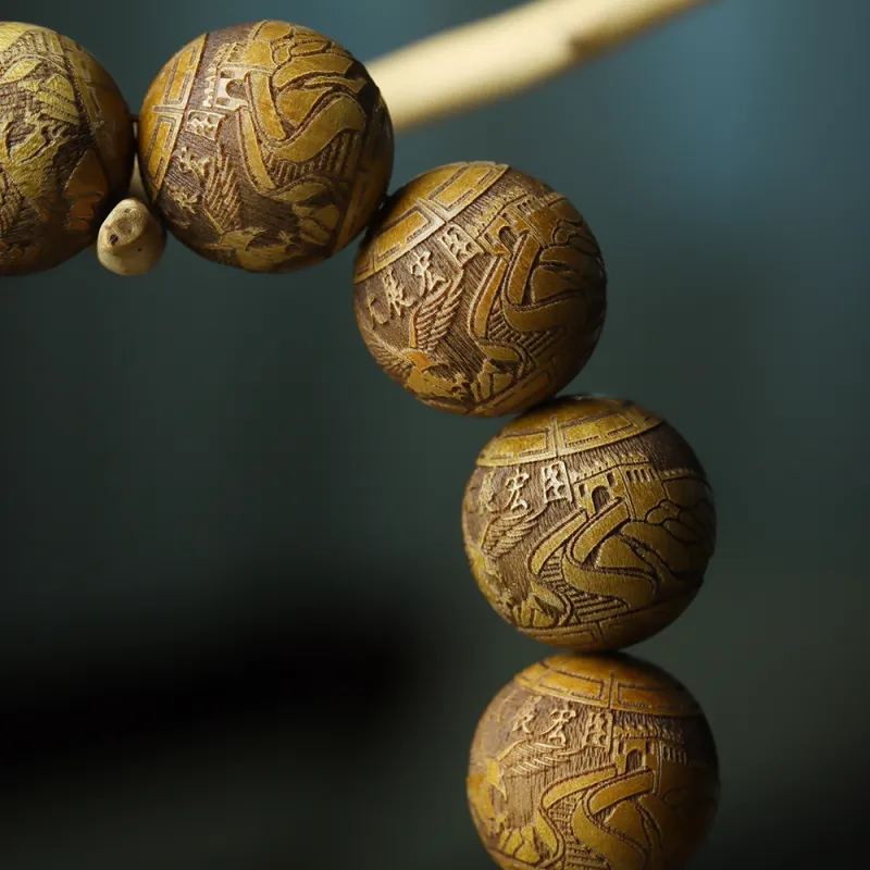 ZEYIYUAN Golden Sandalwood Wooden Bracelets Men's-4