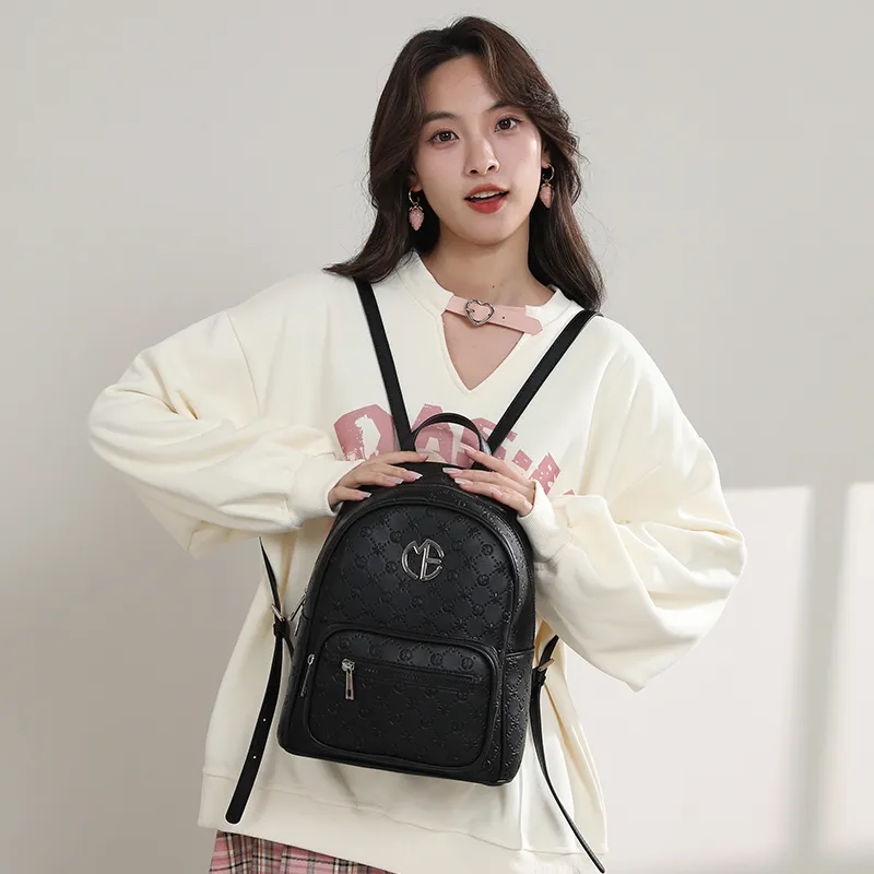 MESUCA Synthetic Leather Backpack Women's Black-2