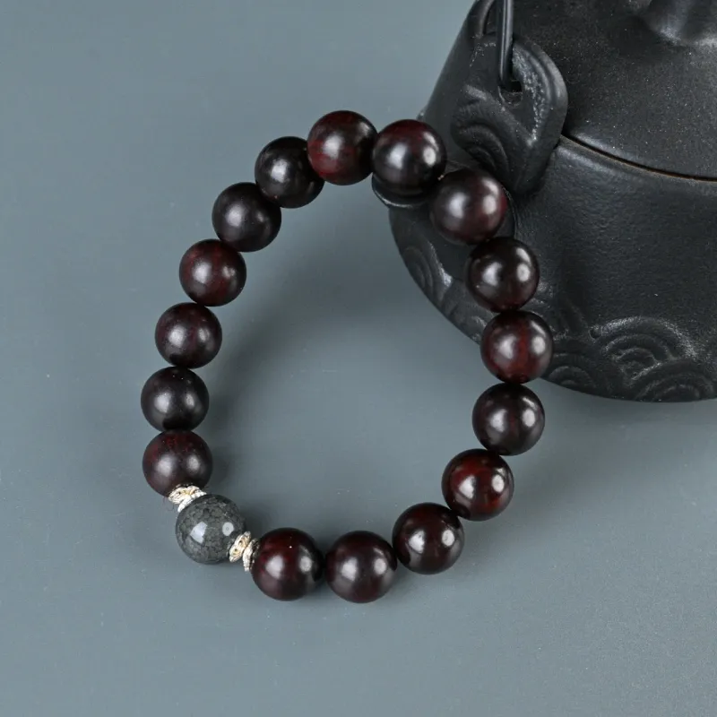Magic Circle Small Leaf Red Sandalwood Precious Wood Bracelets Unisex-3