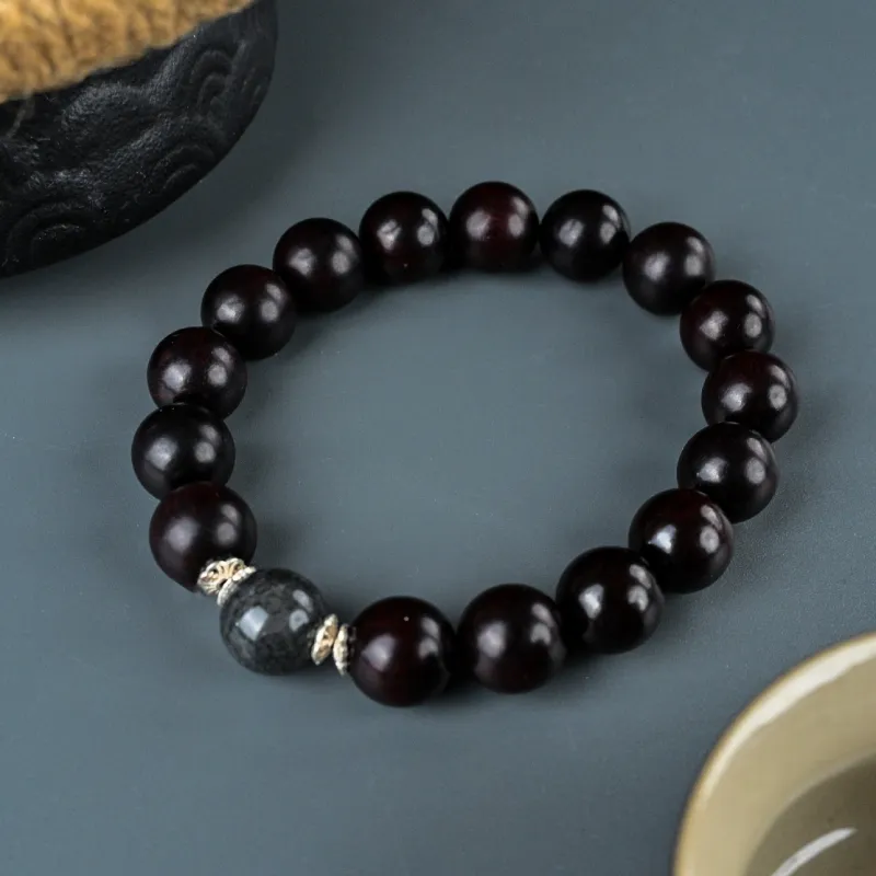 Magic Circle Small Leaf Red Sandalwood Precious Wood Bracelets Unisex-4