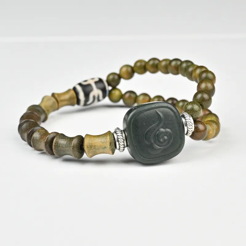 Magic Circle Green Sandalwood Bracelets Unisex-4