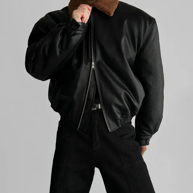 ASEDE Leather Jacket Unisex Black-2