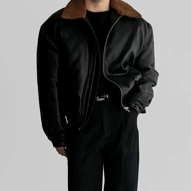 ASEDE Leather Jacket Unisex Black-5