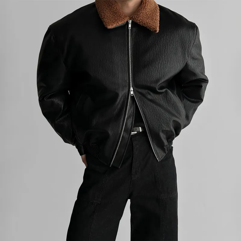 ASEDE Leather Jacket Unisex Black-3