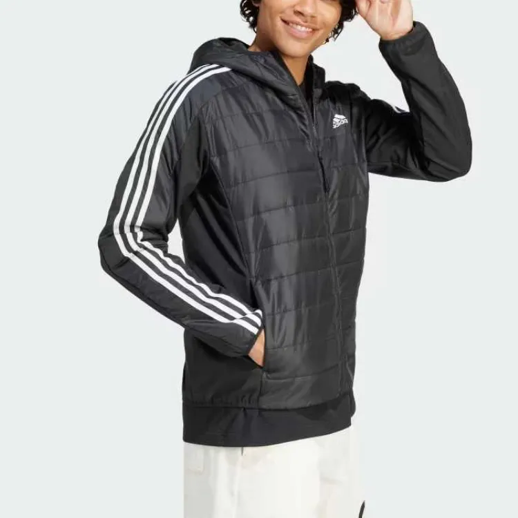 Adidas Free Shipping With AdiClub Essentials 3-Stripes Insulated Hooded Hybrid Jacket-3