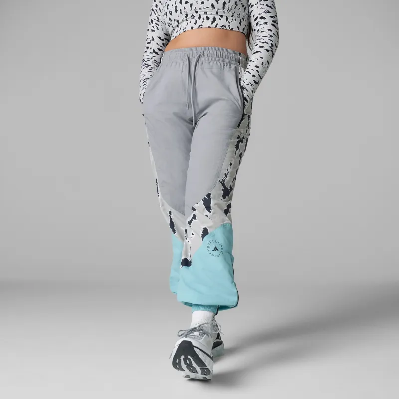 Adidas Stella McCartney COLOR BLOCKED TRACK PANTS Knitted Sports Pants Women's Aluminum Gray/Aqua Green-3