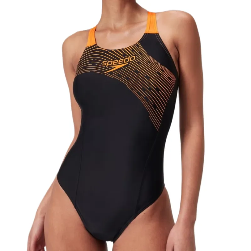 Speedo One-piece Swimsuit Women's Black/Orange-2