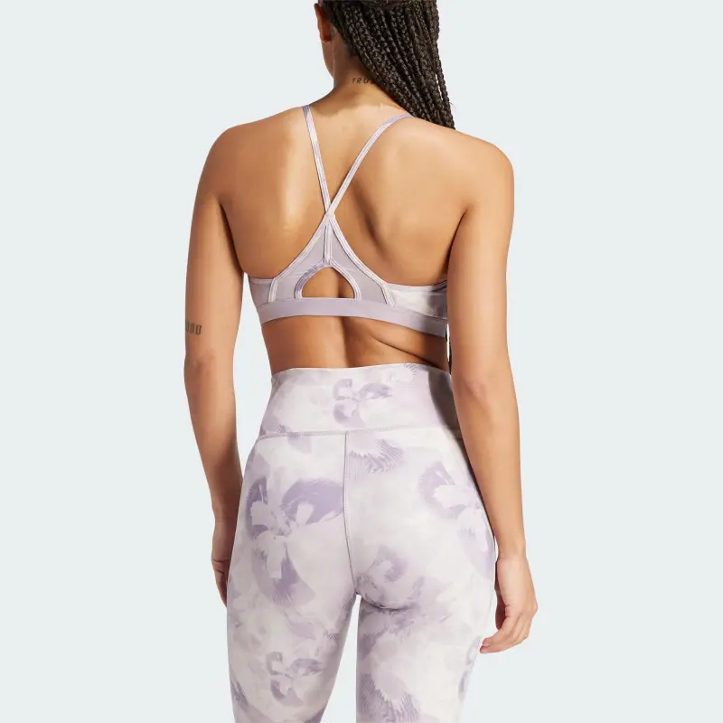 Adidas Light Support Tie-Dye Flower-Print Bra Bra Women's Light Purple-3