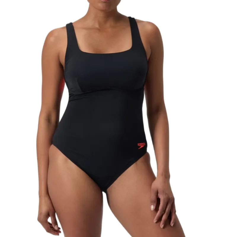 Speedo Women's Flex Band Swimsuit With Swim Bra One-piece Swimsuit Women's Black-3