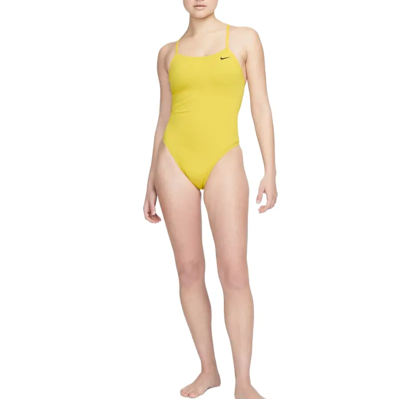 Nike Women's Lace-Up Tie-Back One-Piece Swimsuit One-piece Swimsuit Women's Yellow-4
