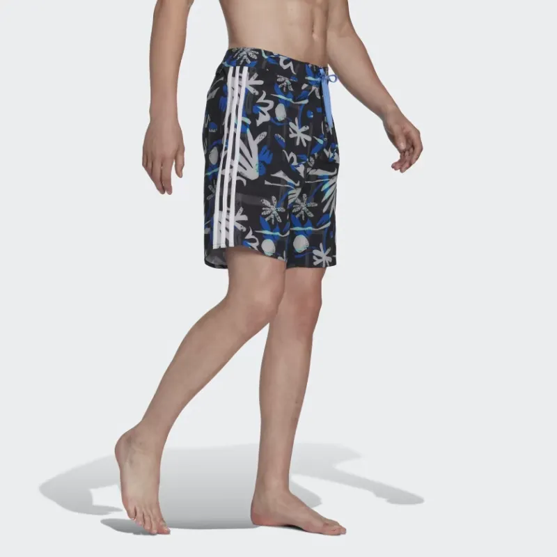 Adidas Sportswear SEASONAL FLORAL BEACH TECH SHORTS Beach Shorts Men's Blue-1