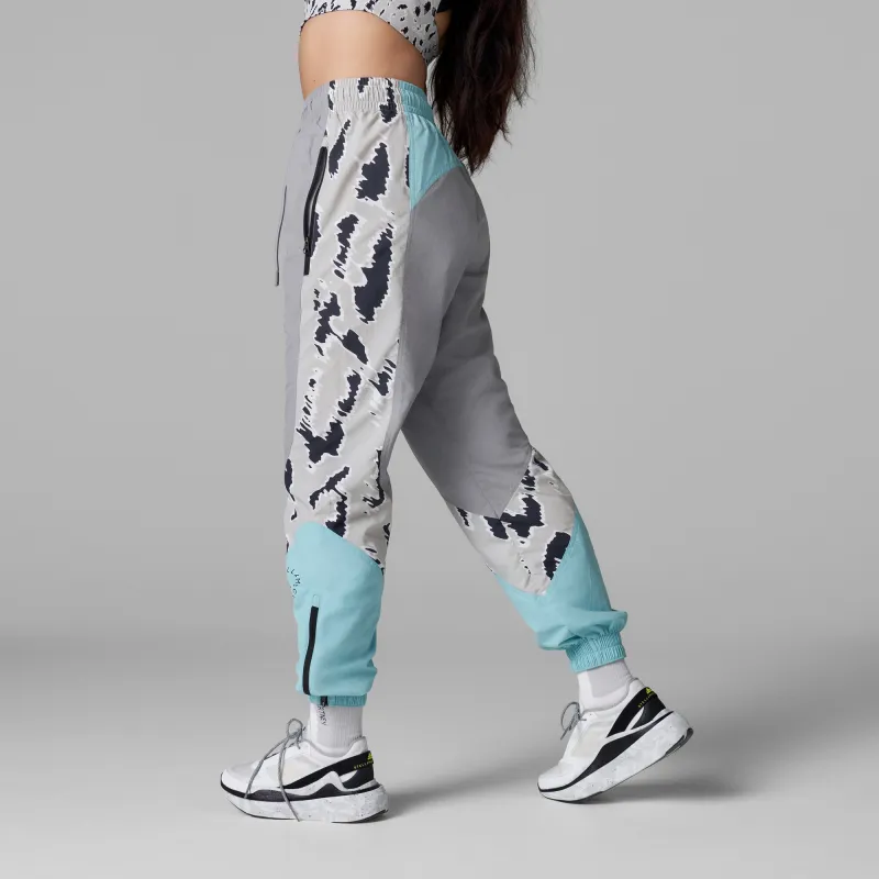 Adidas Stella McCartney COLOR BLOCKED TRACK PANTS Knitted Sports Pants Women's Aluminum Gray/Aqua Green-2