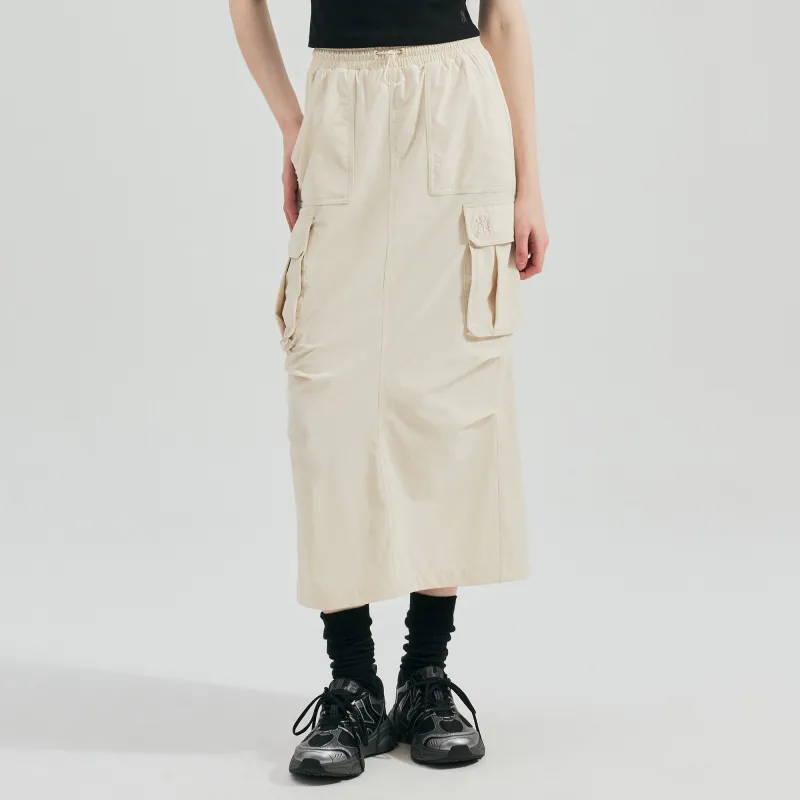 MLB New York Yankees Casual Long Skirt Women's Linen Cream-3