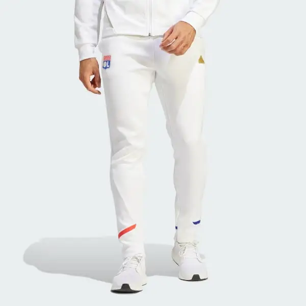 Adidas Olympique Lyonnais Knitted Sports Pants Men's White-1
