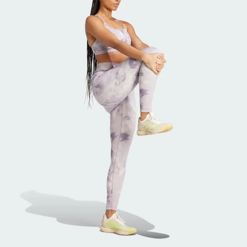 Adidas Light Support Tie-Dye Flower-Print Bra Bra Women's Light Purple-2