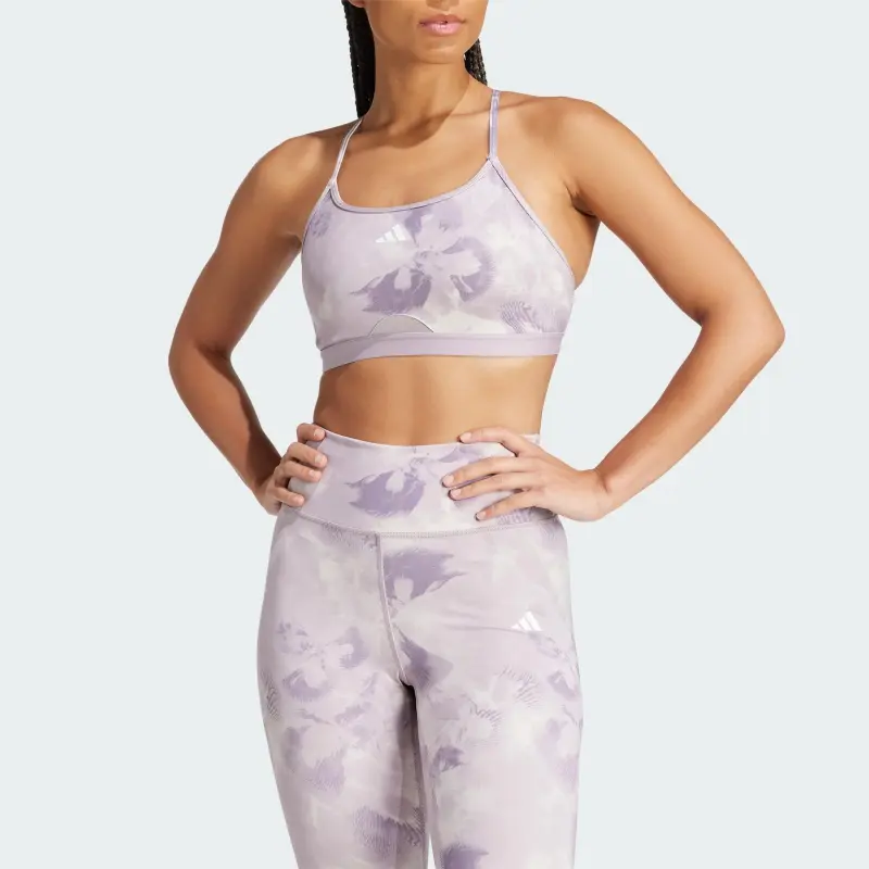 Adidas Light Support Tie-Dye Flower-Print Bra Bra Women's Light Purple-4