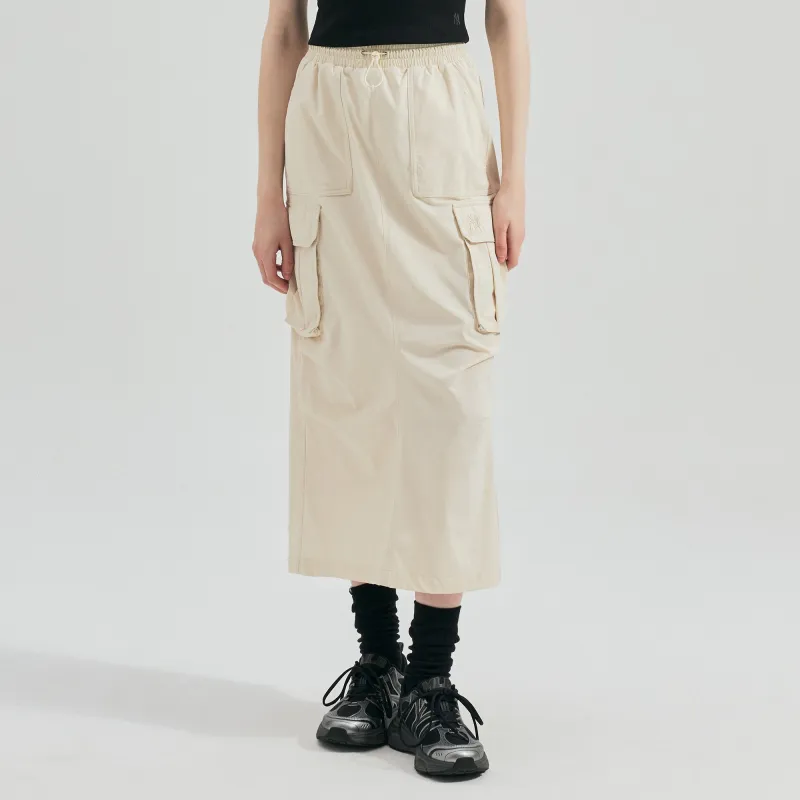 MLB New York Yankees Casual Long Skirt Women's Linen Cream-2