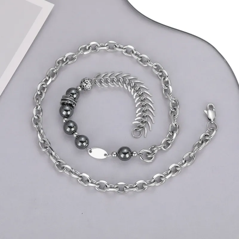 JEANSWEST Titanium Steel Necklaces Unisex-1