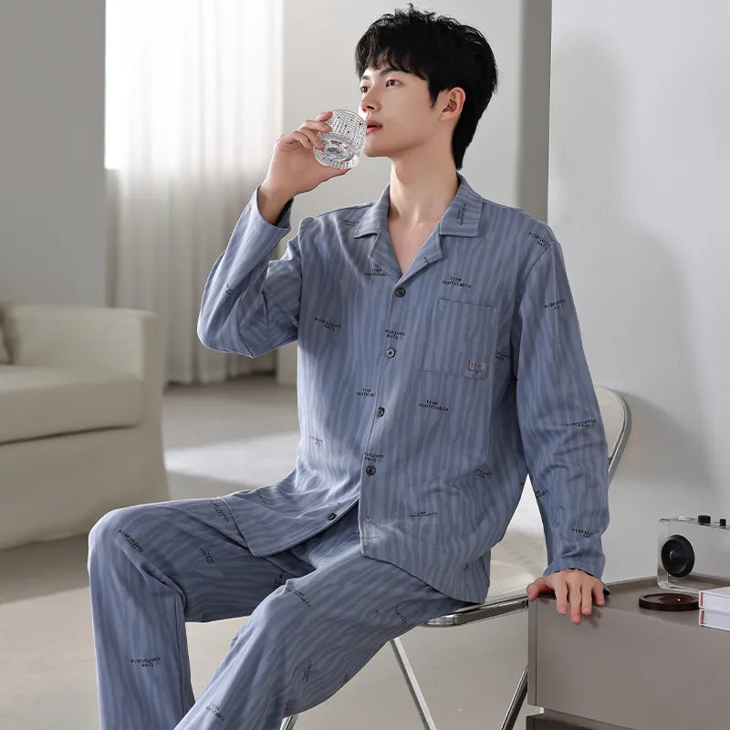 MADALLO Pajama Set Men's Pink Blue-3