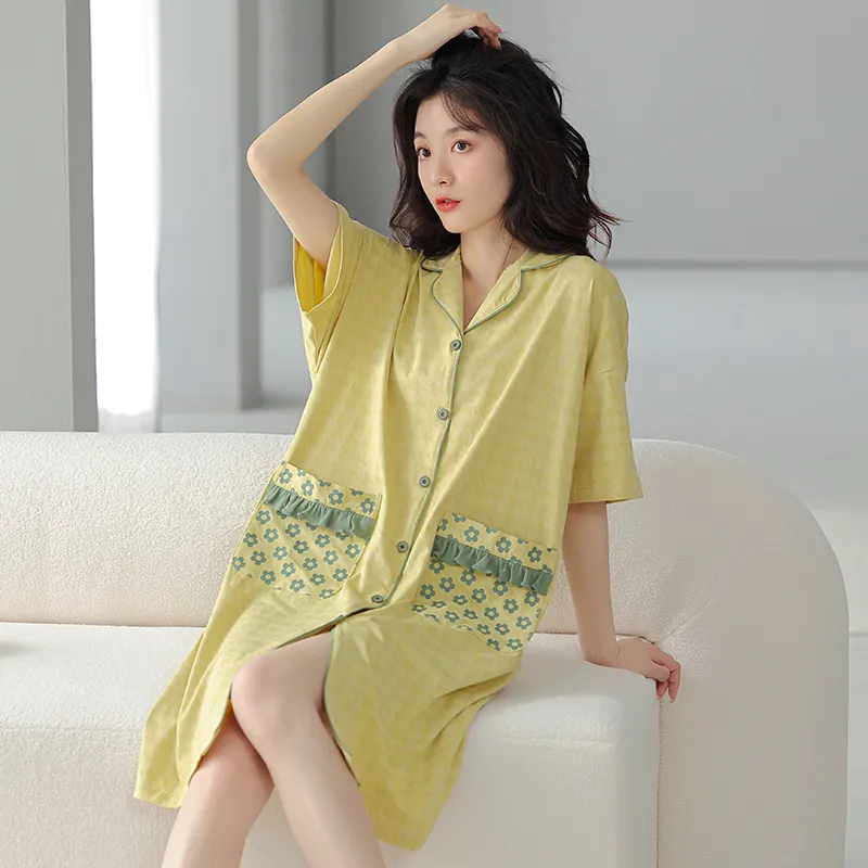 MADALLO Nightgown Women's Yellow Green-5