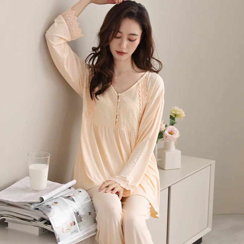 MADALLO Pajama Set Women's Light Orange-6
