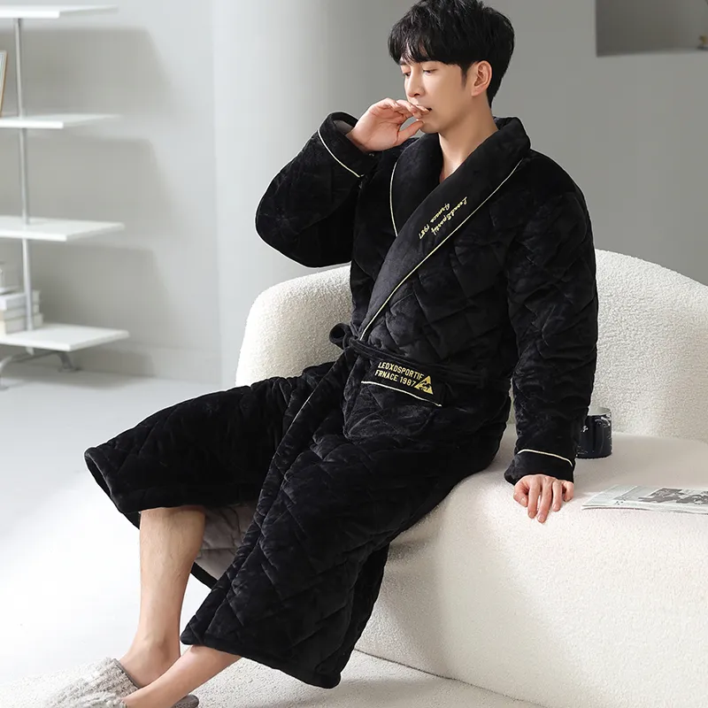 MADALLO Pajama Robe Men's Black-2