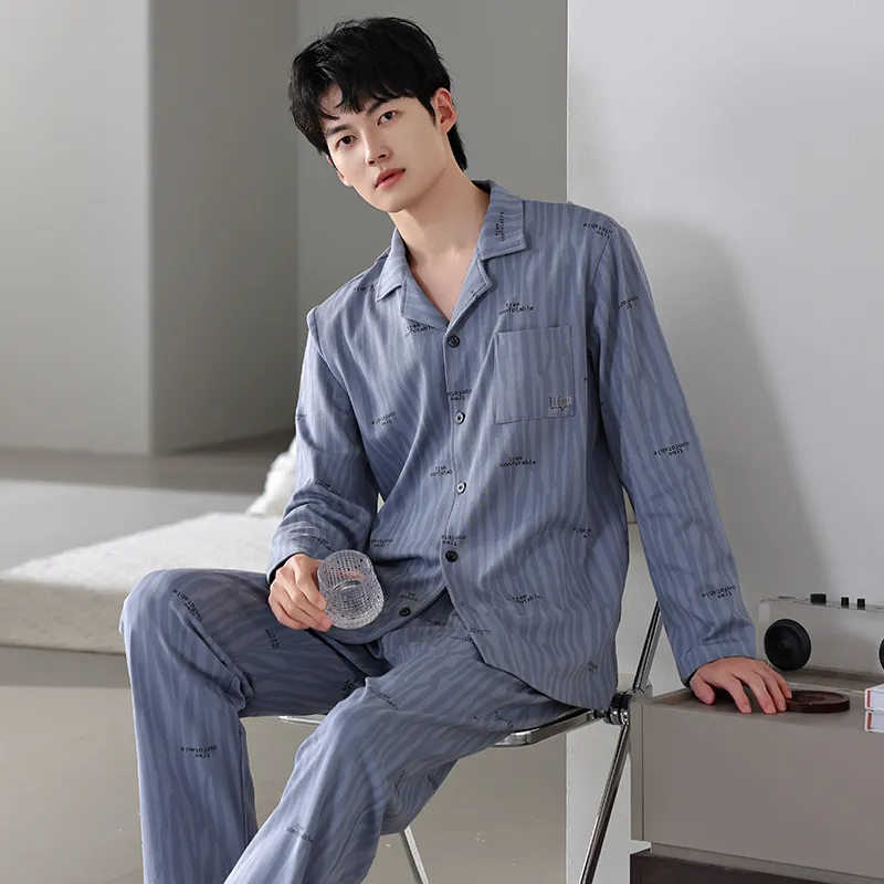 MADALLO Pajama Set Men's Pink Blue-1