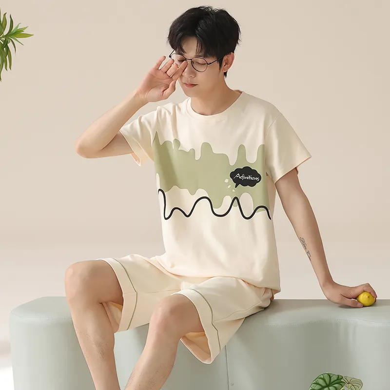 MADALLO Pajama Set Men's Green Yellow-5