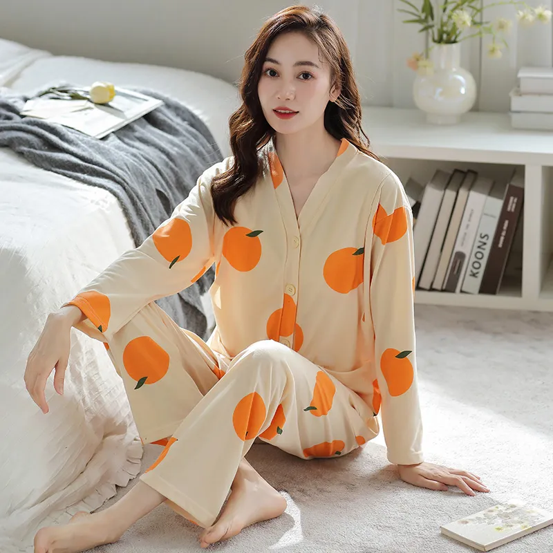 MADALLO Pajama Set Women's Yellow Orange-5
