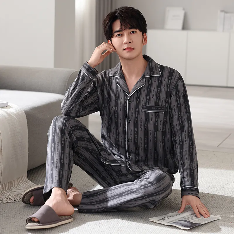 MADALLO Pajama Set Men's Black Gray Color-4
